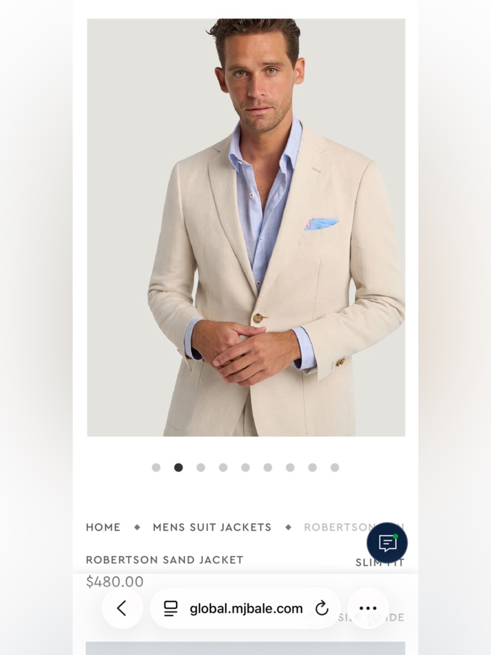 NWT M.J. Bale Men’s Beige Linen Robertson Blazer